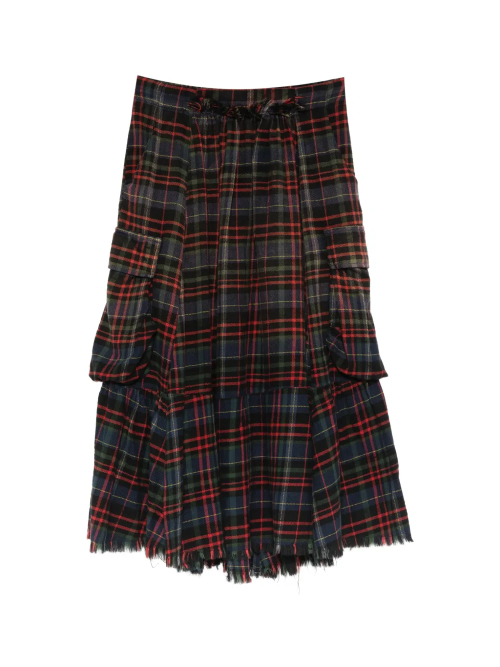 R13 raw-hem gathered cargo skirt - Schwarz