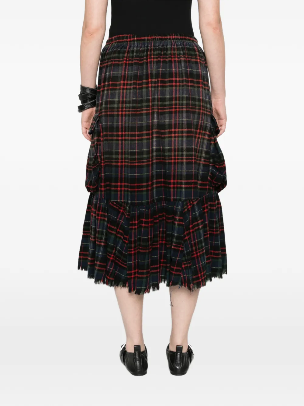 R13 raw-hem gathered cargo skirt Zwart