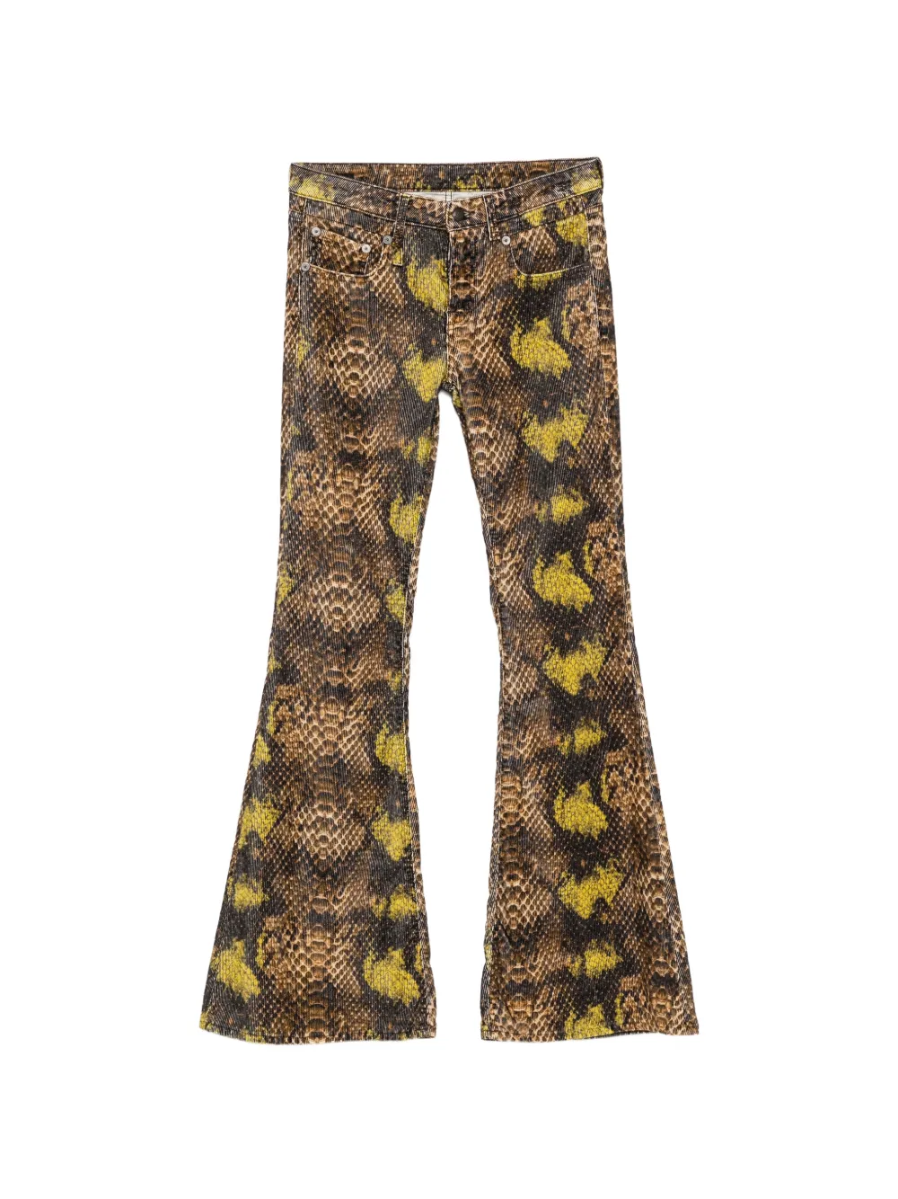R13 Overflow Boy snake-print flared trousers