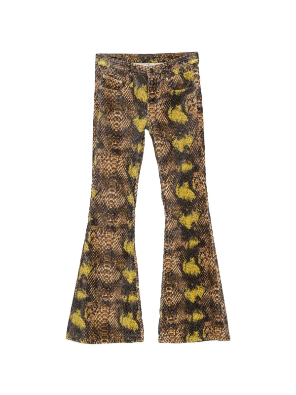 R13 Overflow Boy Snake-print Flared Trousers in Brown
