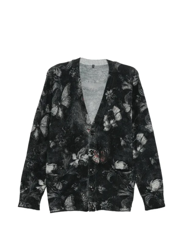 R13 Butterfly-print Cardigan in Black
