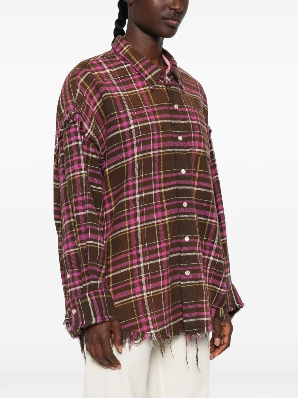 R13 Blouse met verlaagde hals en rafelnaden Bruin