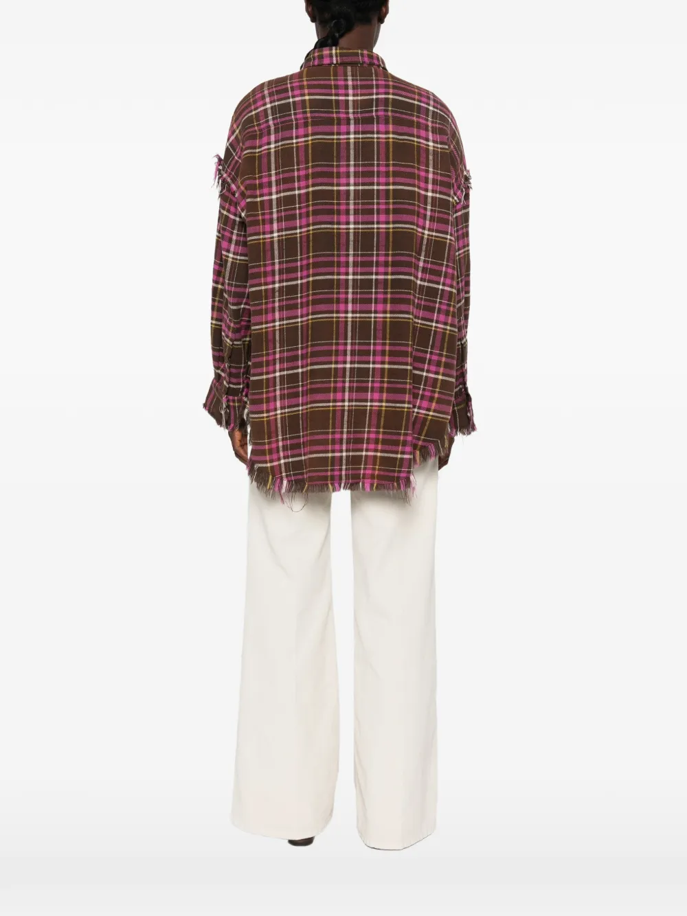 R13 Blouse met verlaagde hals en rafelnaden Bruin