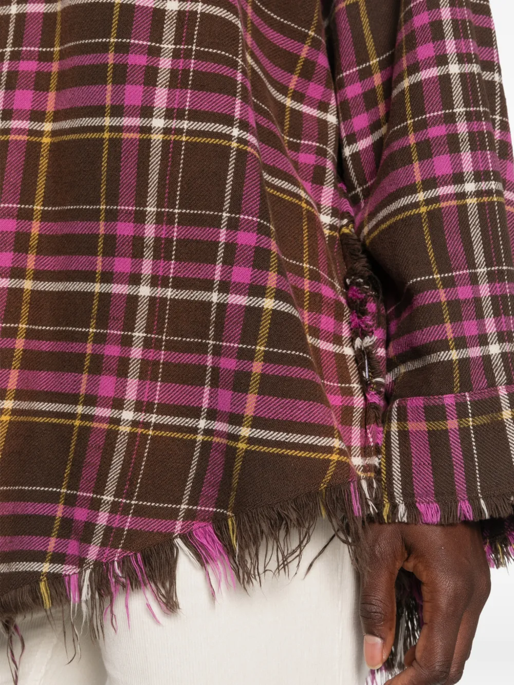 R13 Blouse met verlaagde hals en rafelnaden Bruin