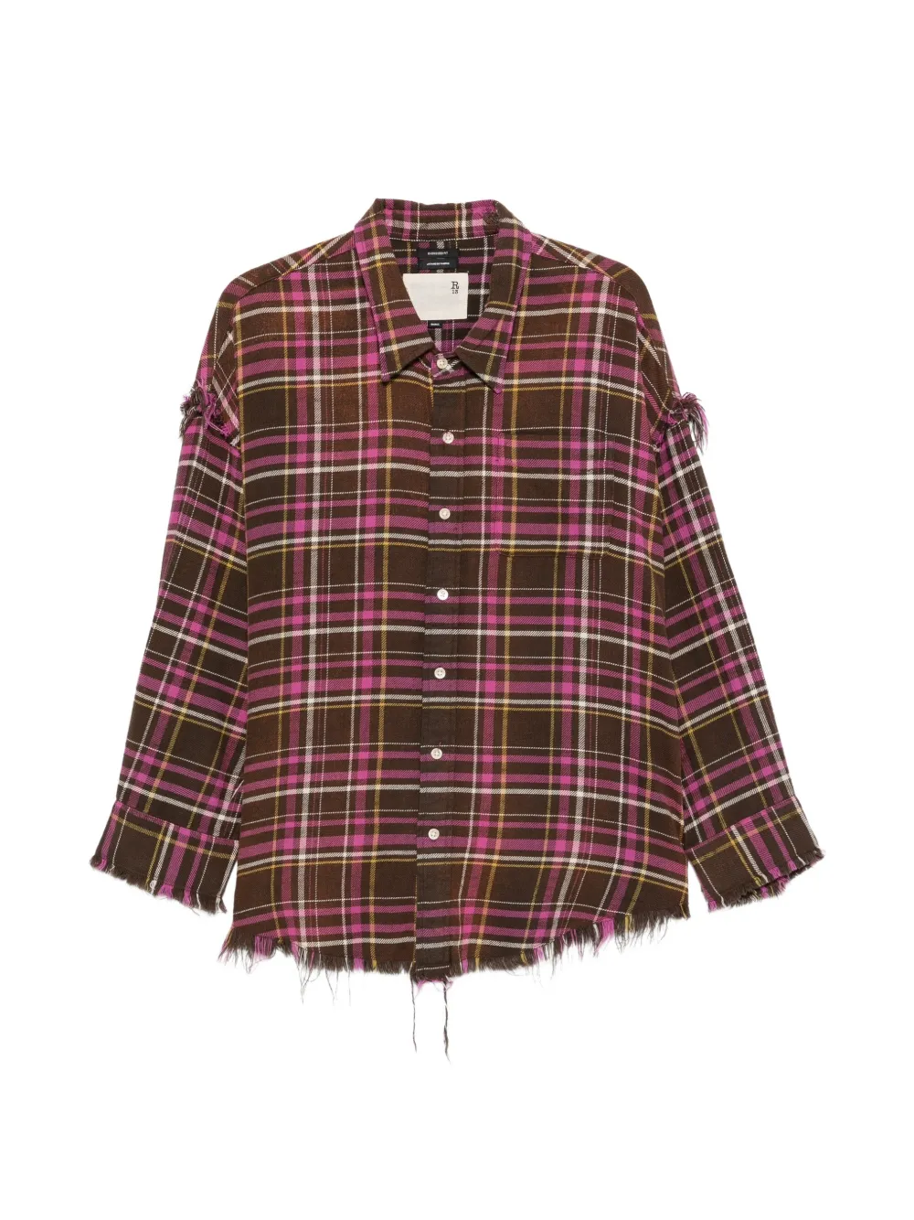 R13 shredded-seam drop-neck shirt