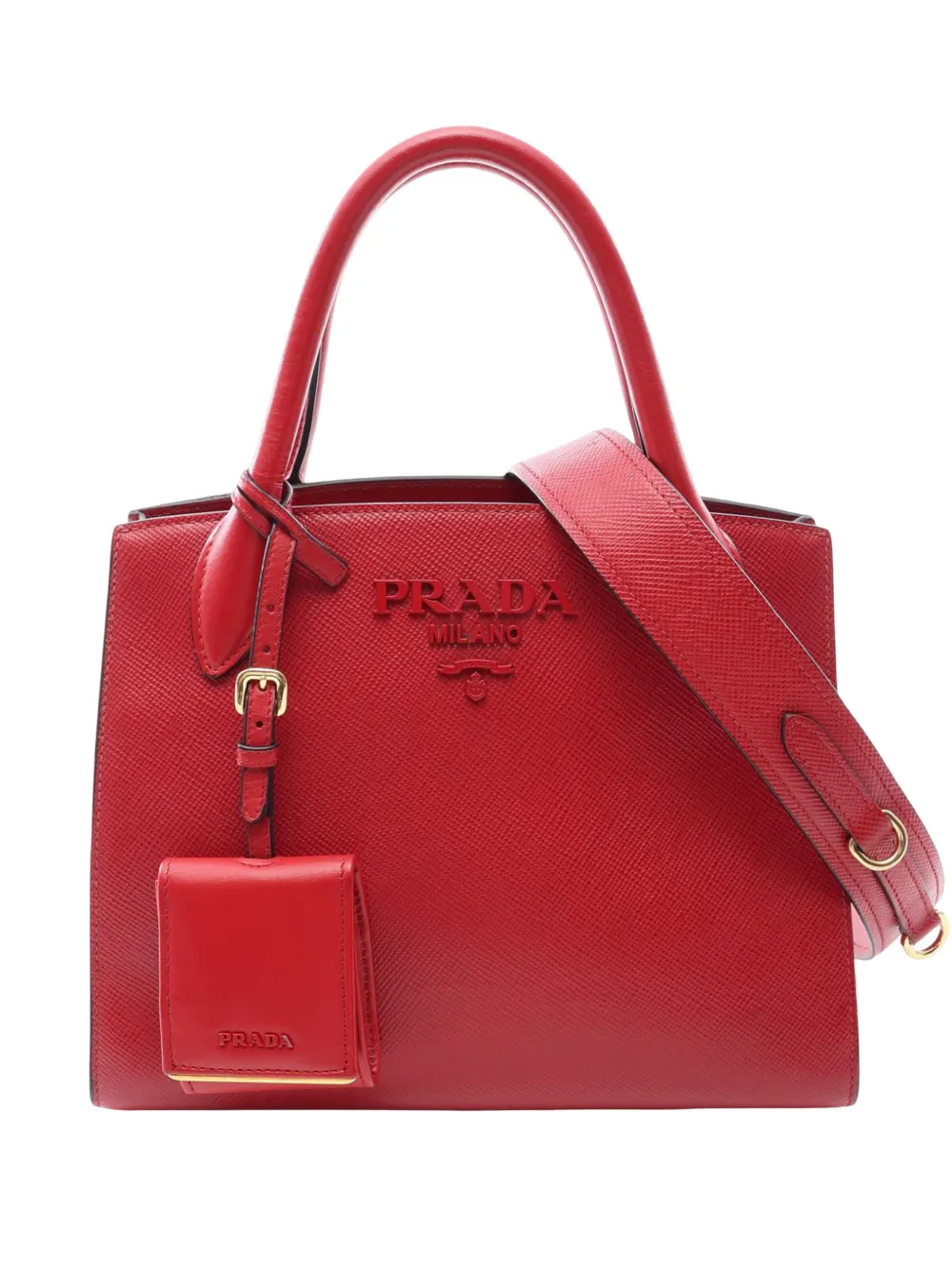 Prada Pre-Owned 2010-2026 Medium Saffiano Cuir Monochrome Top Handle Tote satchel - Rot