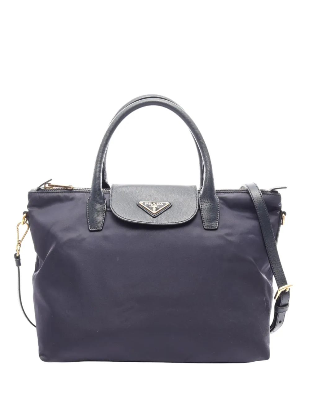 Prada Pre-Owned 2010-2026 Saffiano Trimmed Tessuto satchel - Blau
