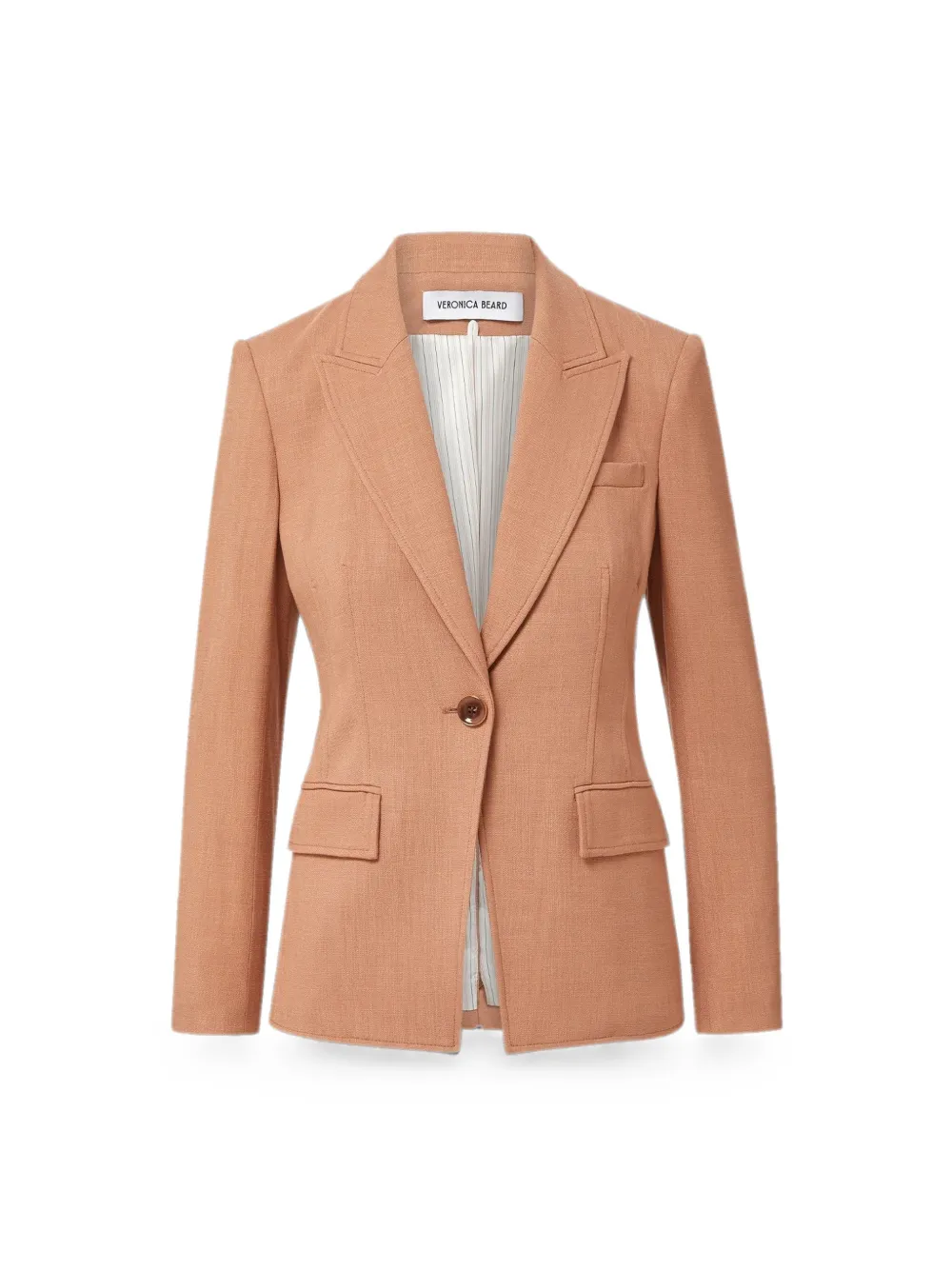 Veronica Beard Blazer met enkele rij knopen en linnen-textuur Oranje