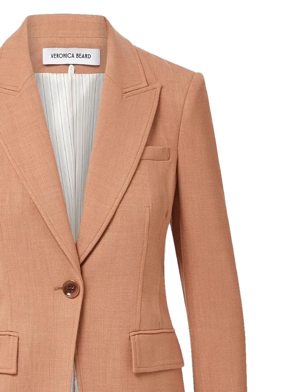 Veronica Beard Single-breasted Linen-texture Blazer in Orange, view 2