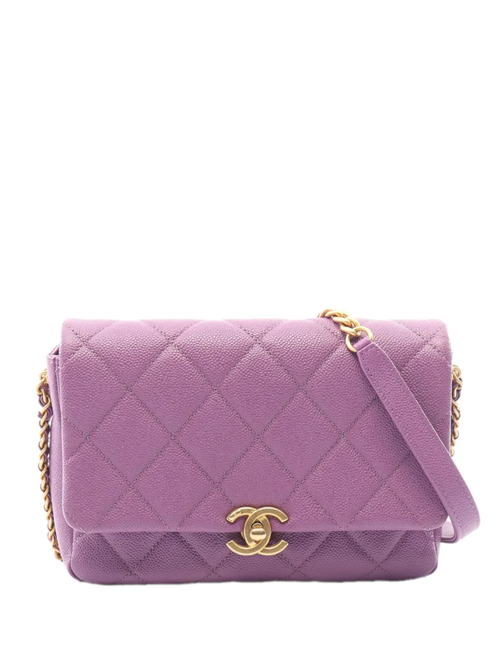 CHANEL Pre-Owned 2021-2026 Small Quilted Caviar Chain Melody Flap crossbody bag - Purple