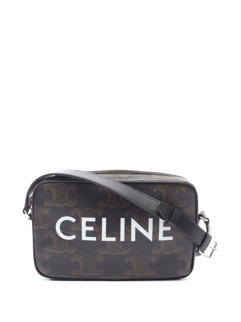 Celine Pre-Owned 2010-2026 Medium Triomphe Coated Canvas Messenger Bag crossbody bag - Black