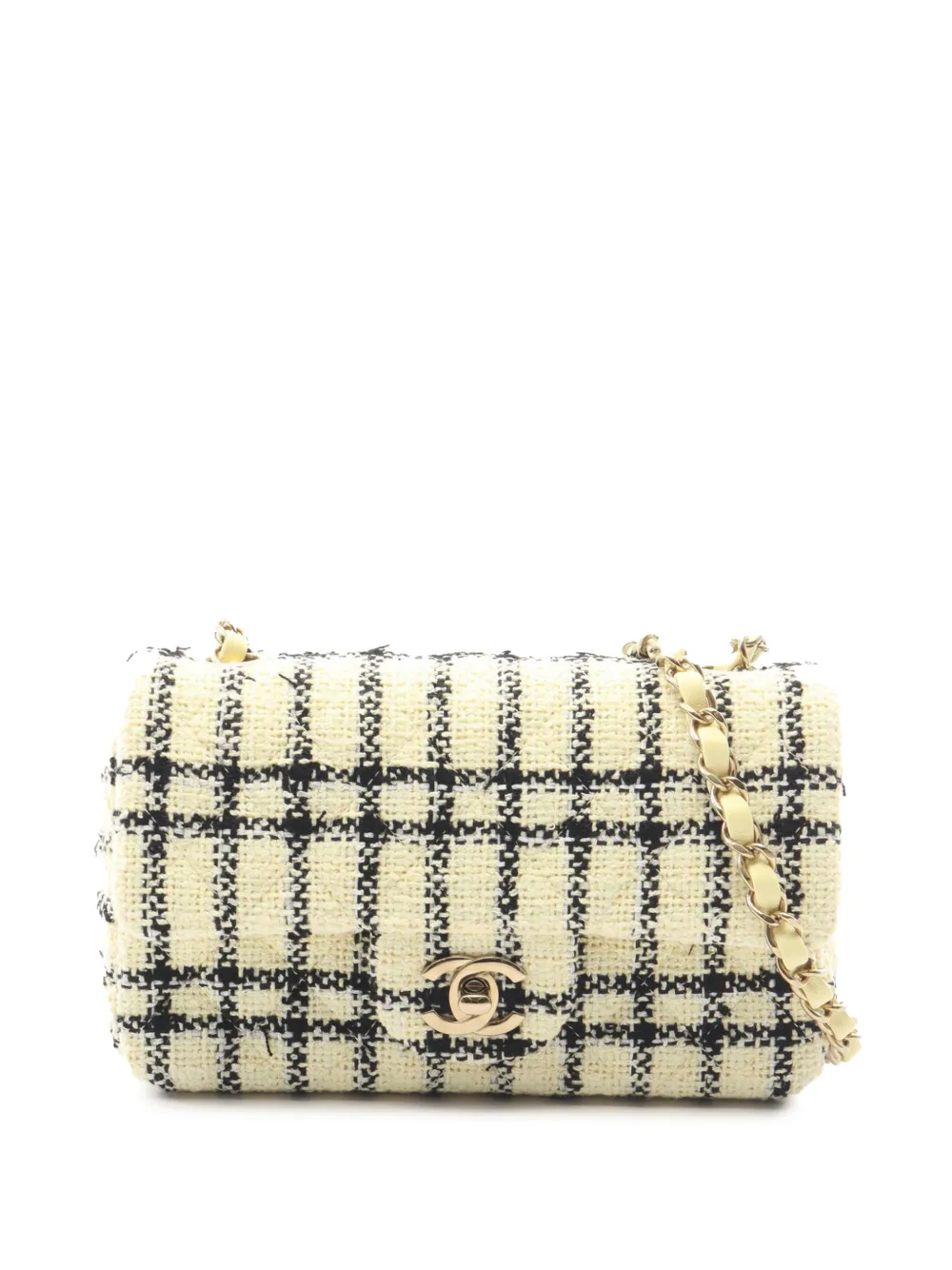 CHANEL Pre-Owned 2021-2026 Mini Rectangular Classic Tweed Single Flap crossbody bag - Neutrals