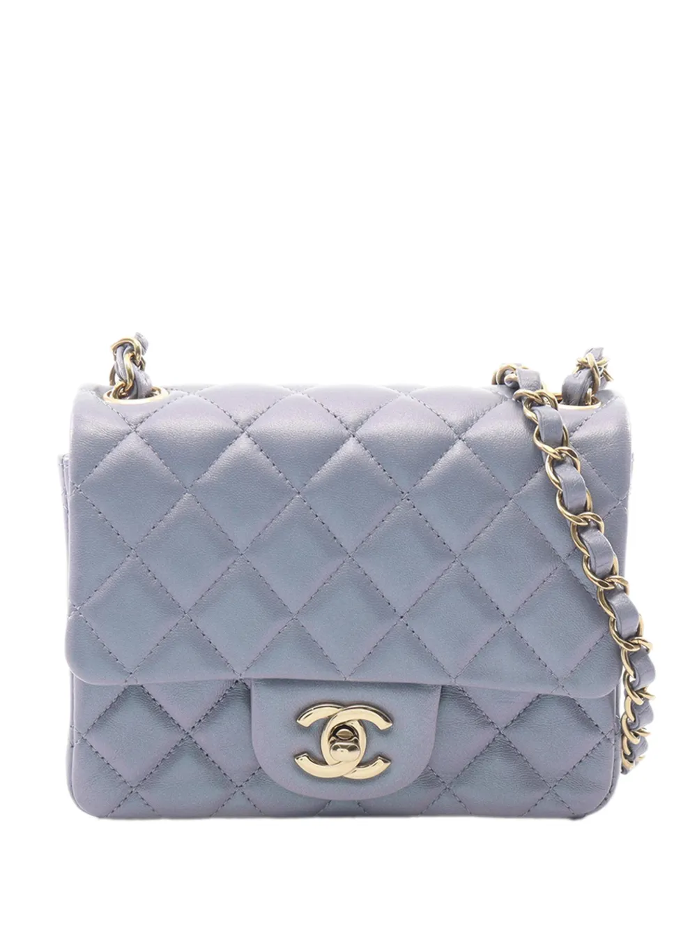 CHANEL Pre-Owned 2021-2026 Mini Square Classic Iridescent Lambskin Single Flap crossbody bag - Blue