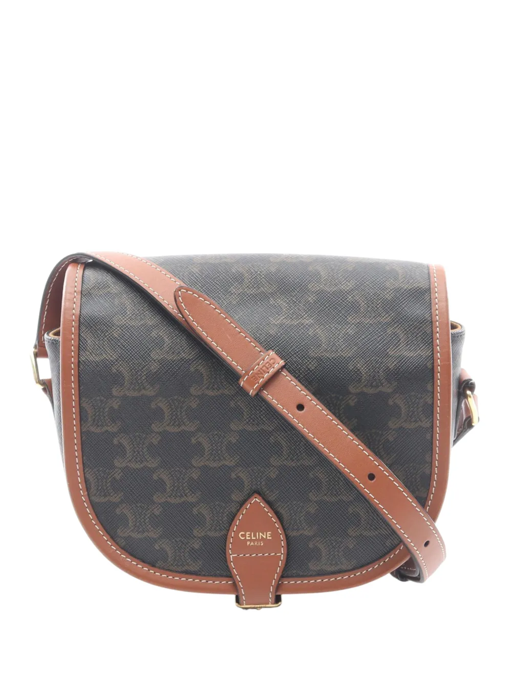 Celine Pre-Owned 2010-2026 Medium Triomphe Coated Canvas Folco crossbody bag - Brown