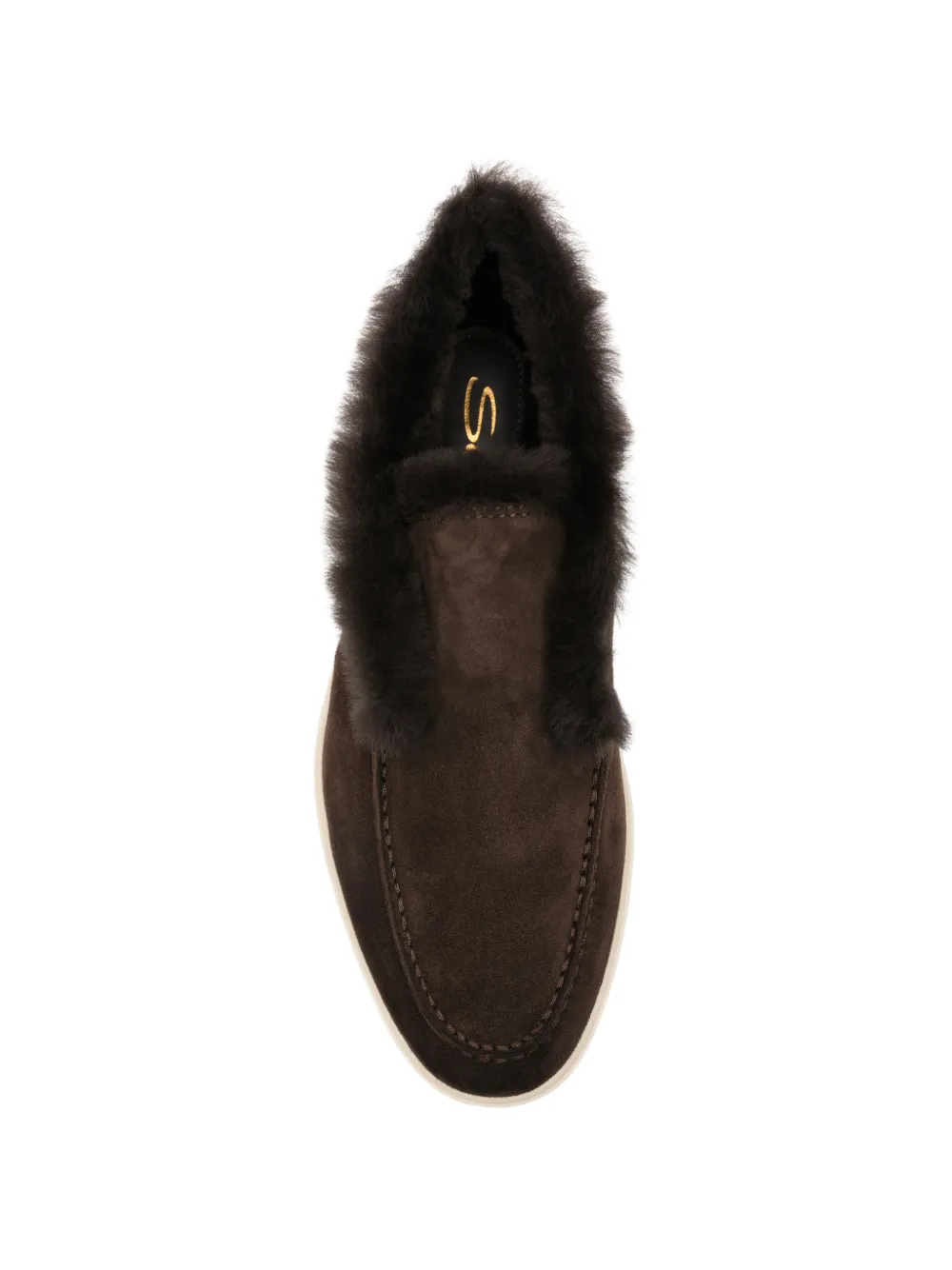 Santoni Fur-trimmed Loafers in Brown, view 4