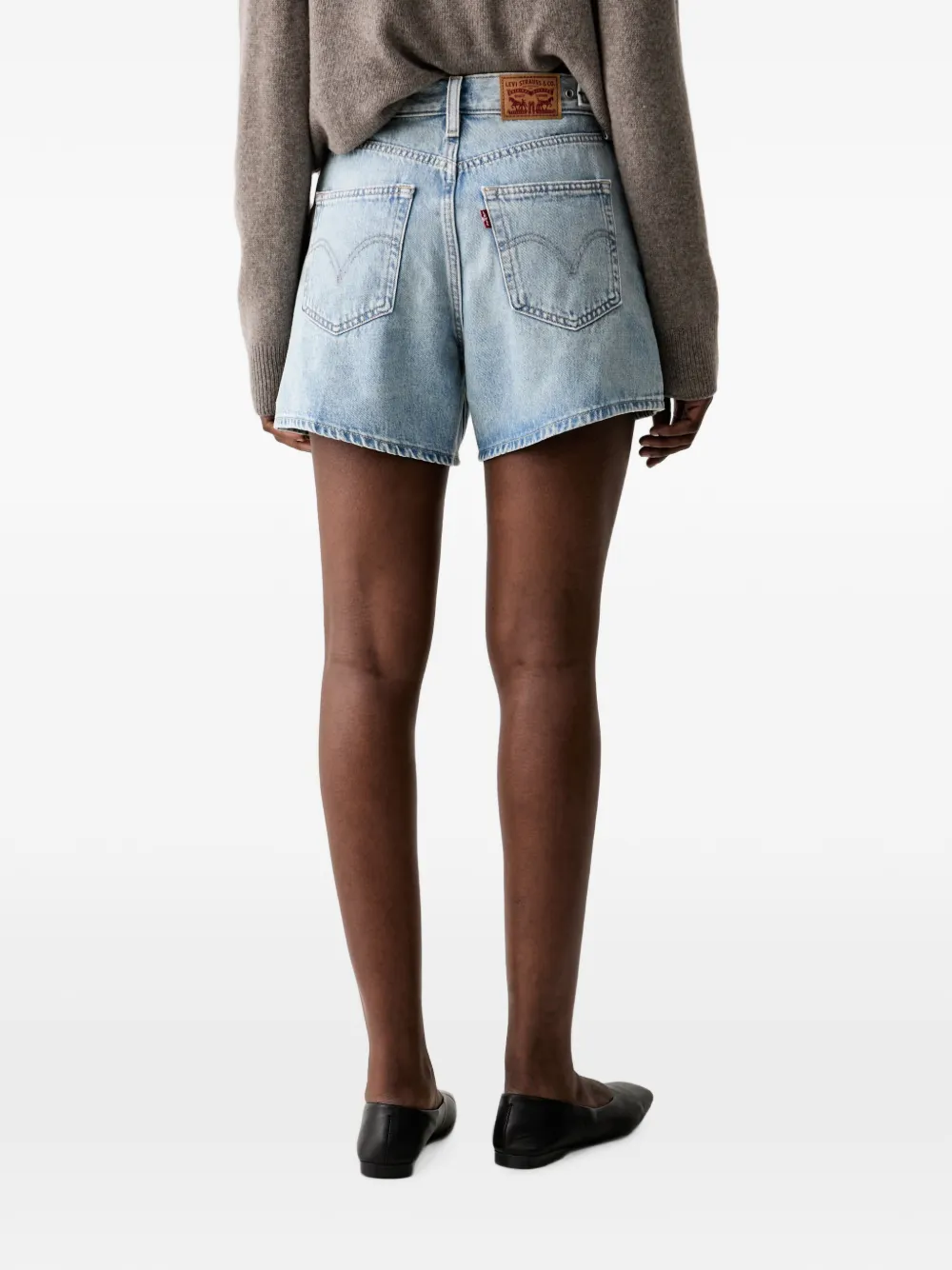 Levi's Cinch logo-patch denim shorts Blauw