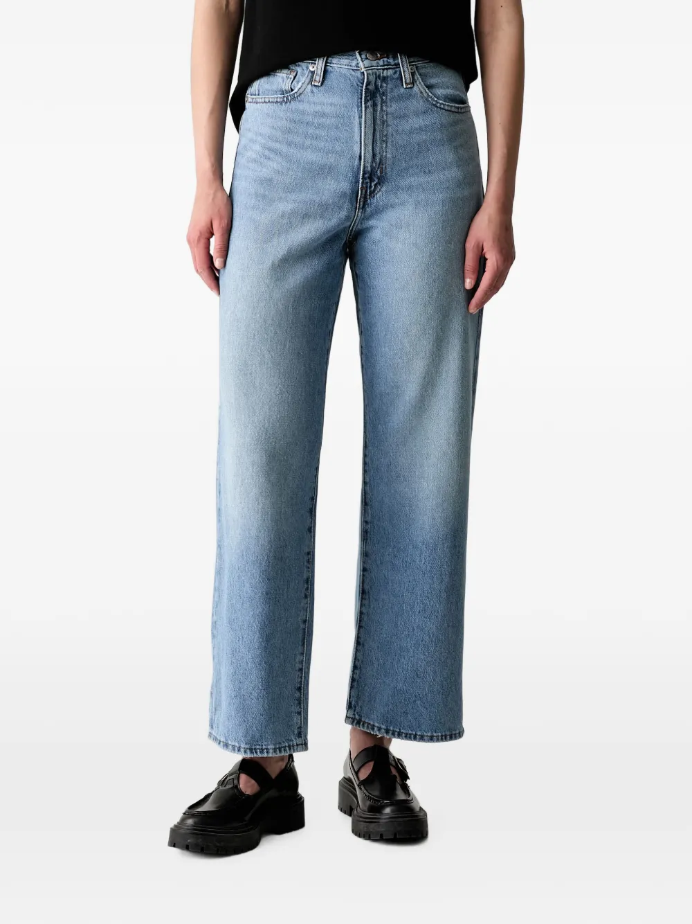Levi's logo-patch straight-leg jeans Blauw