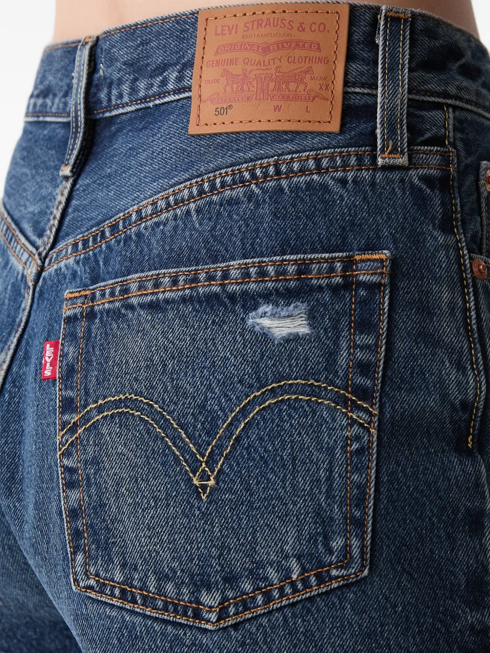 Levi's 501 distressed-effect denim shorts Blauw
