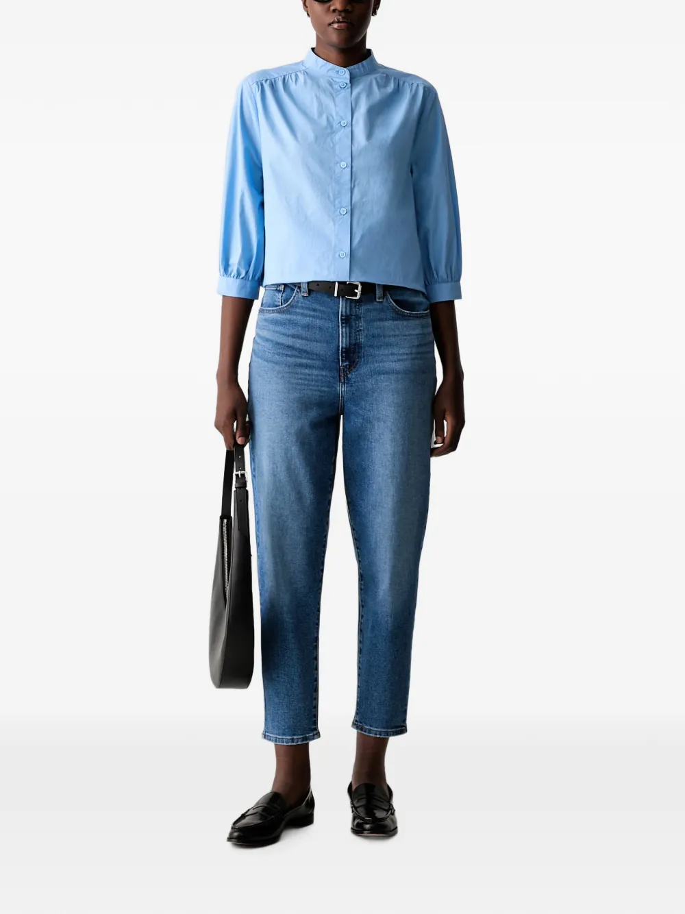 Levi's high-waisted cropped jeans Blauw