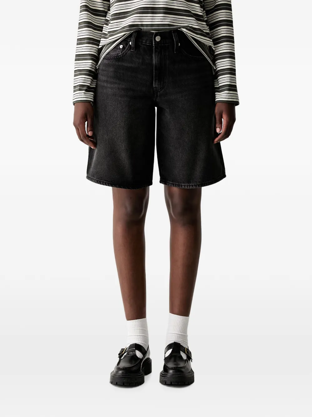 Levi's Middy faded-effect denim shorts Zwart