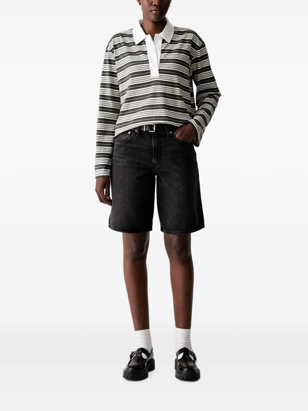 Levi's Middy faded-effect denim shorts Zwart