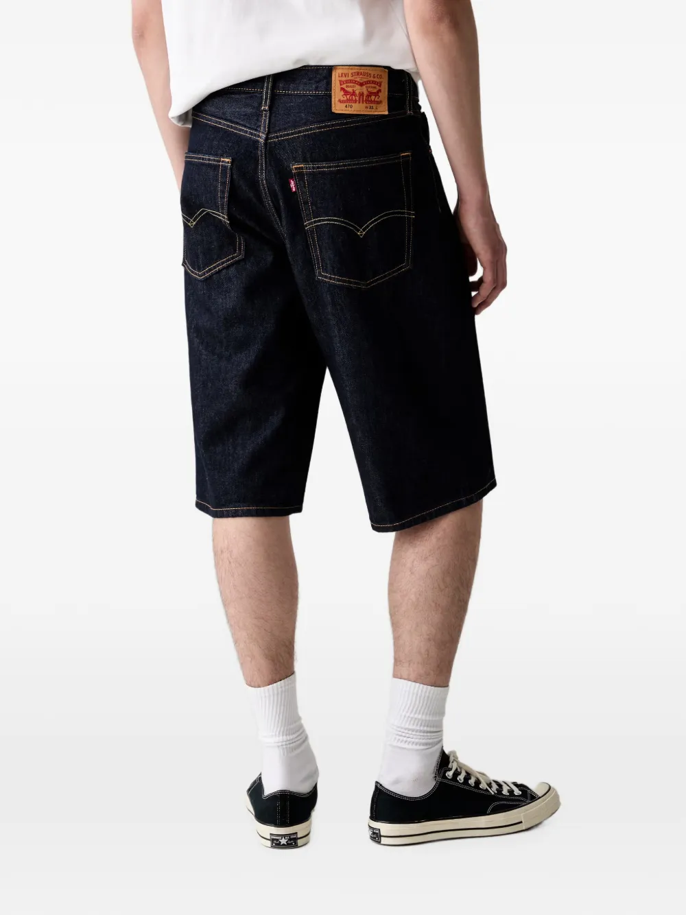Levi's 470 logo-patch denim shorts Blauw