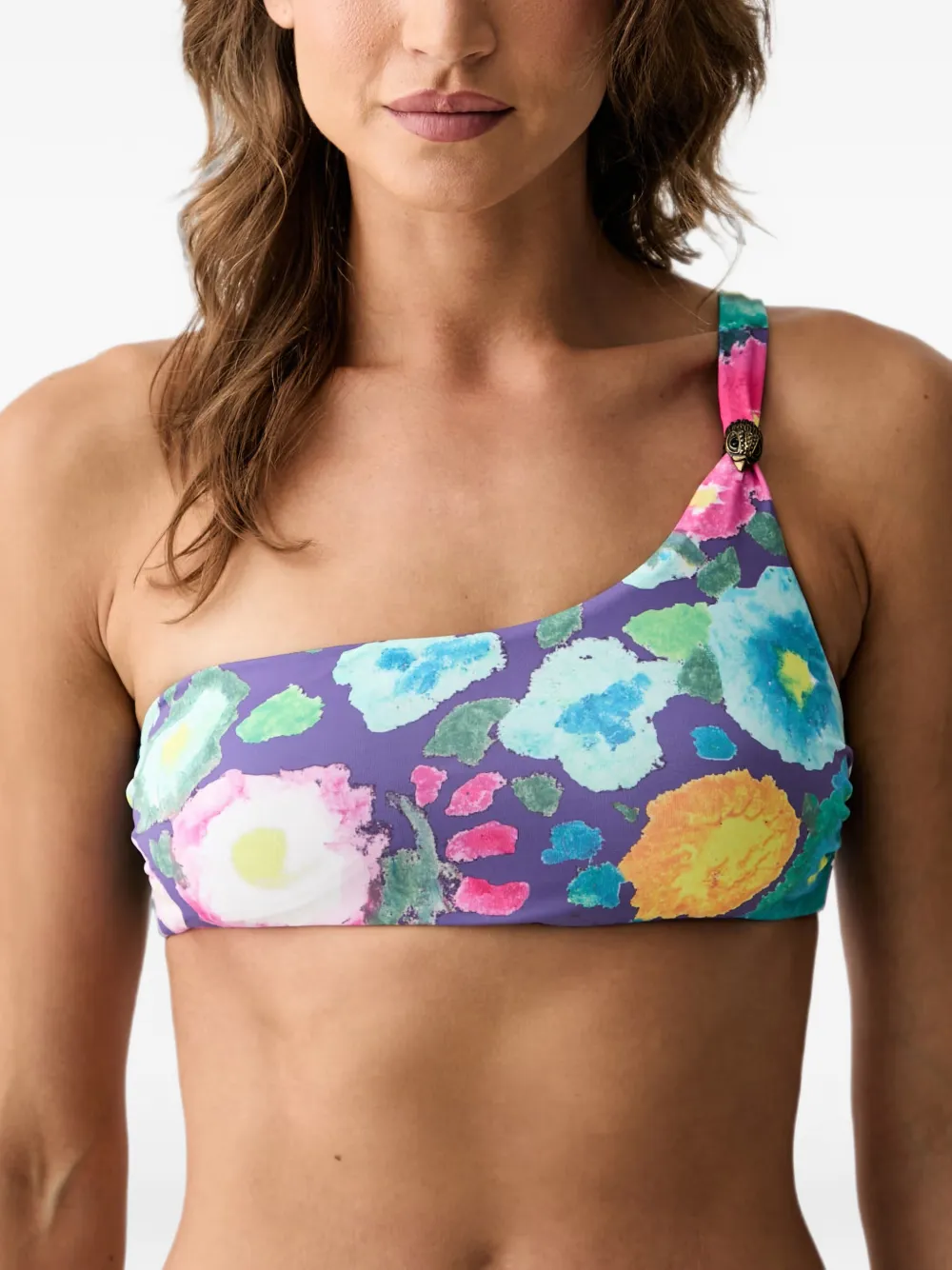 Kurt Geiger London floral-print one-shoulder bikini top - Viola