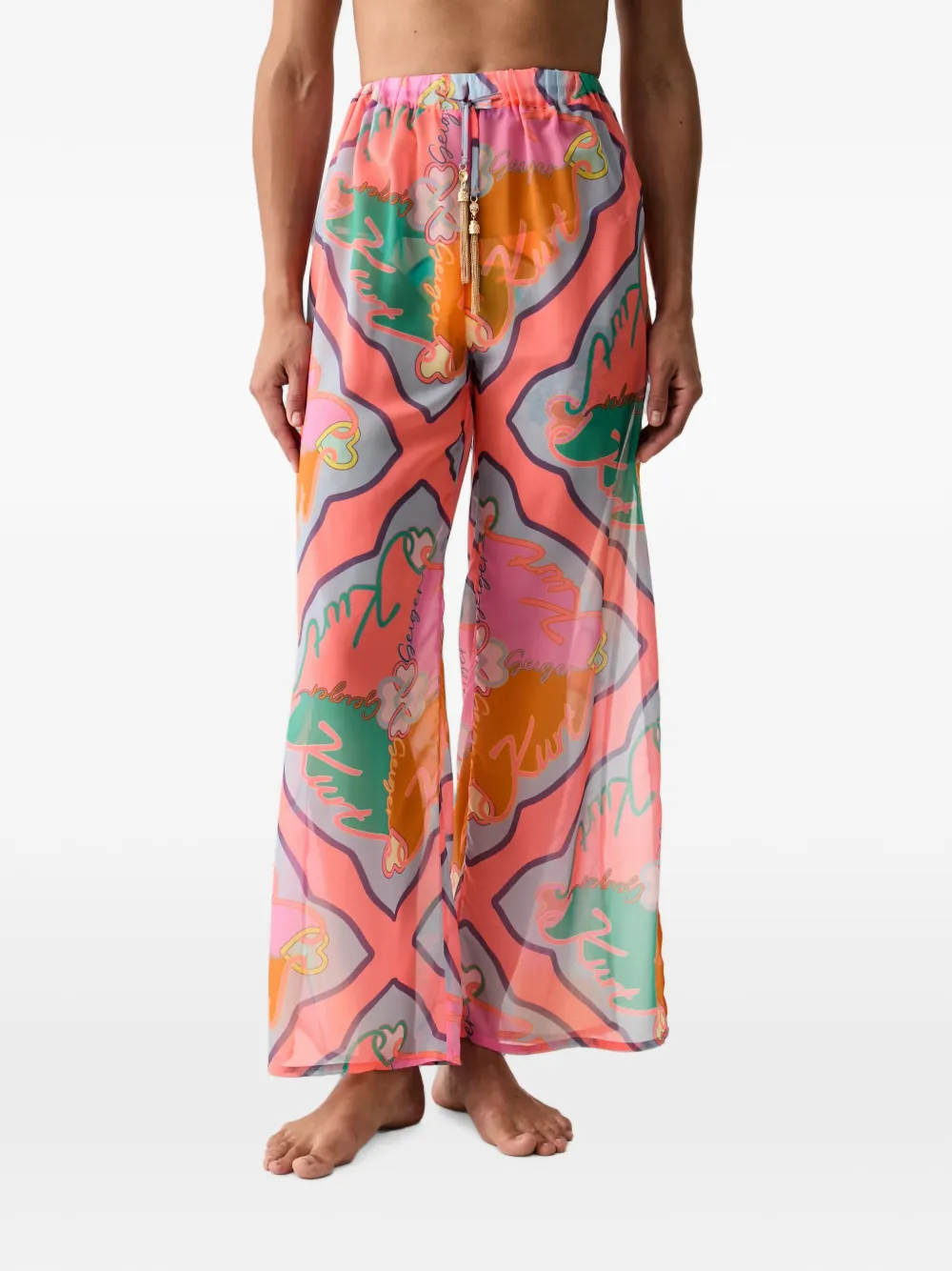 Kurt Geiger Resort Logo-print Tassel-detail Trousers In Pink