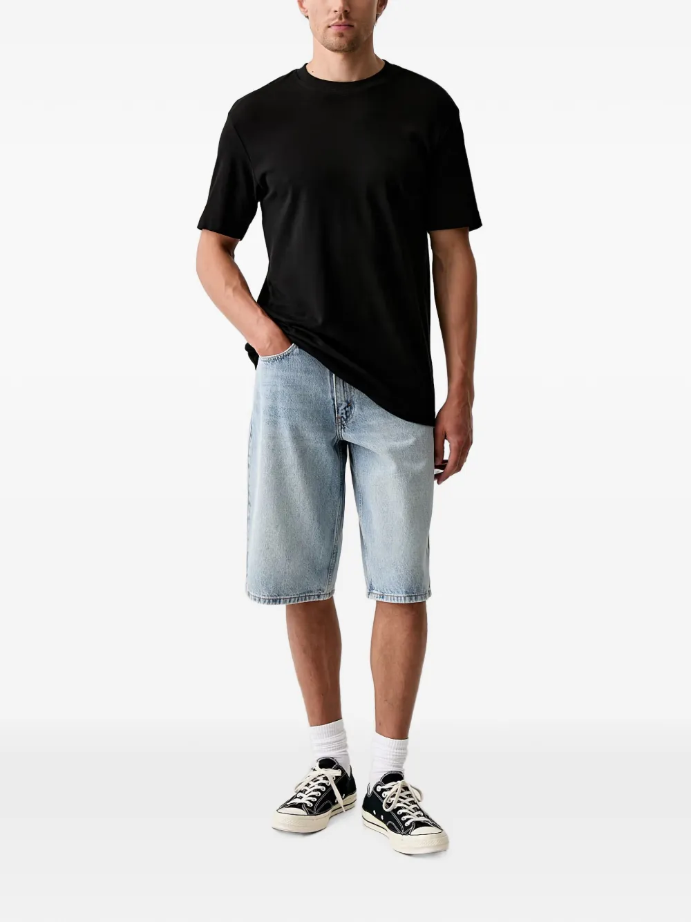 Levi's 470 logo-patch denim shorts Blauw