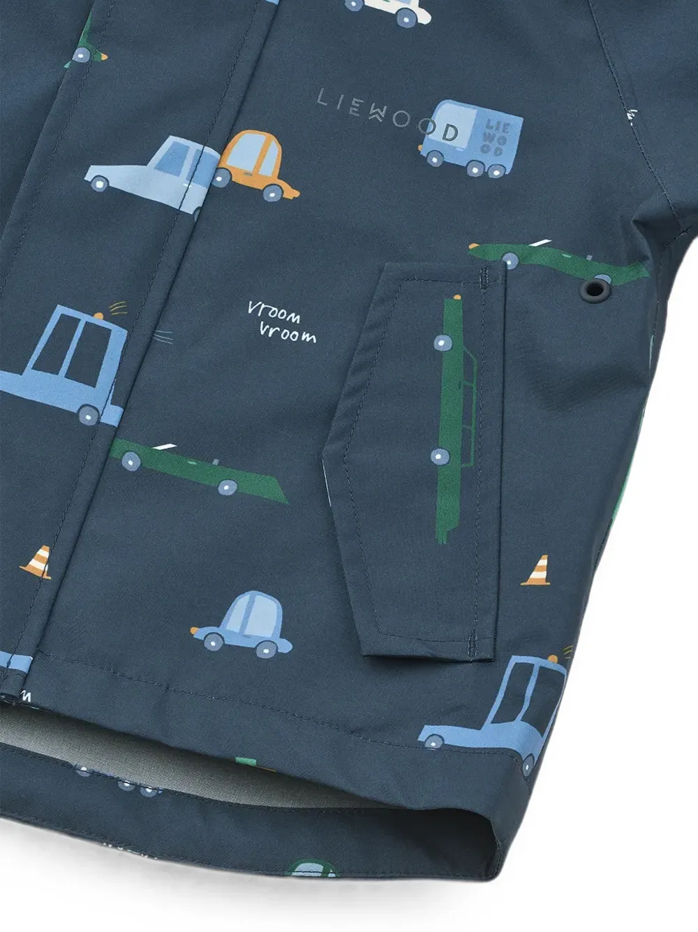 Liewood Playsuit met capuchon en auto-print Blauw