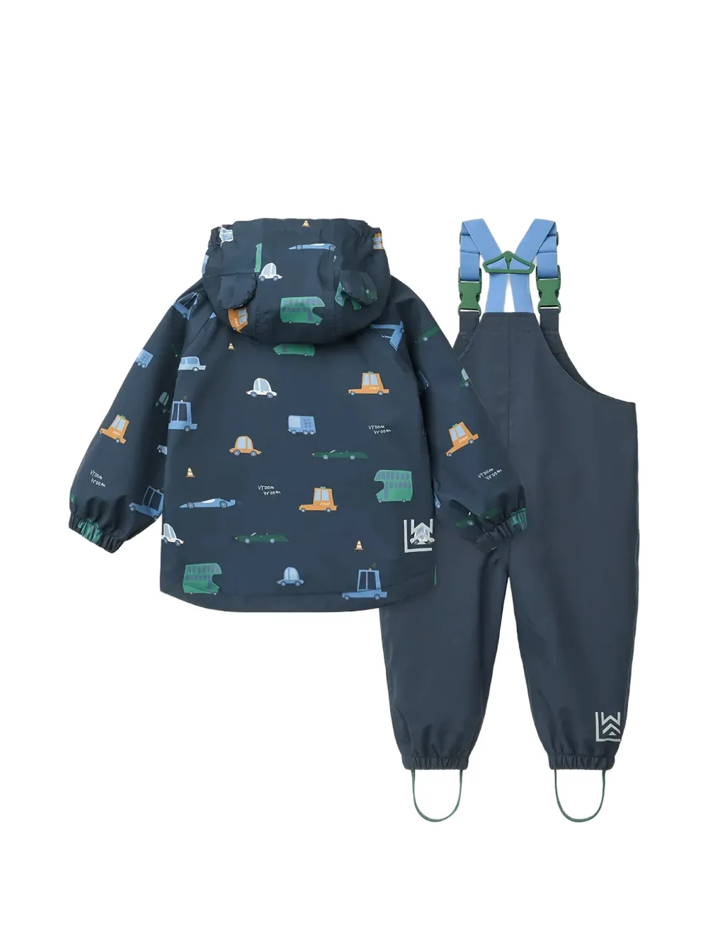Liewood Playsuit met capuchon en auto-print Blauw