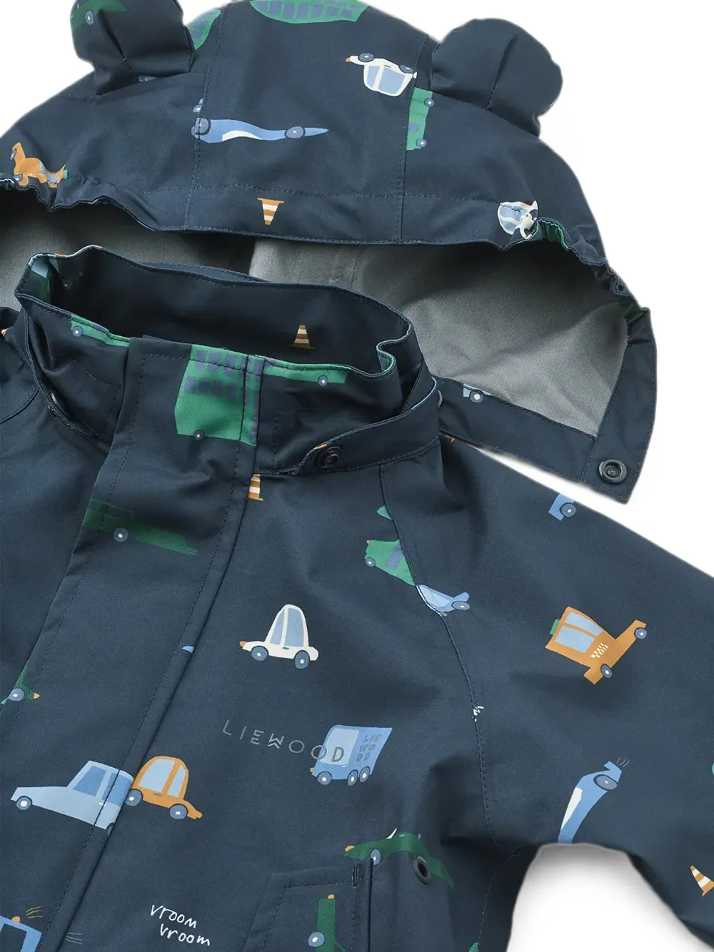 Liewood Playsuit met capuchon en auto-print Blauw
