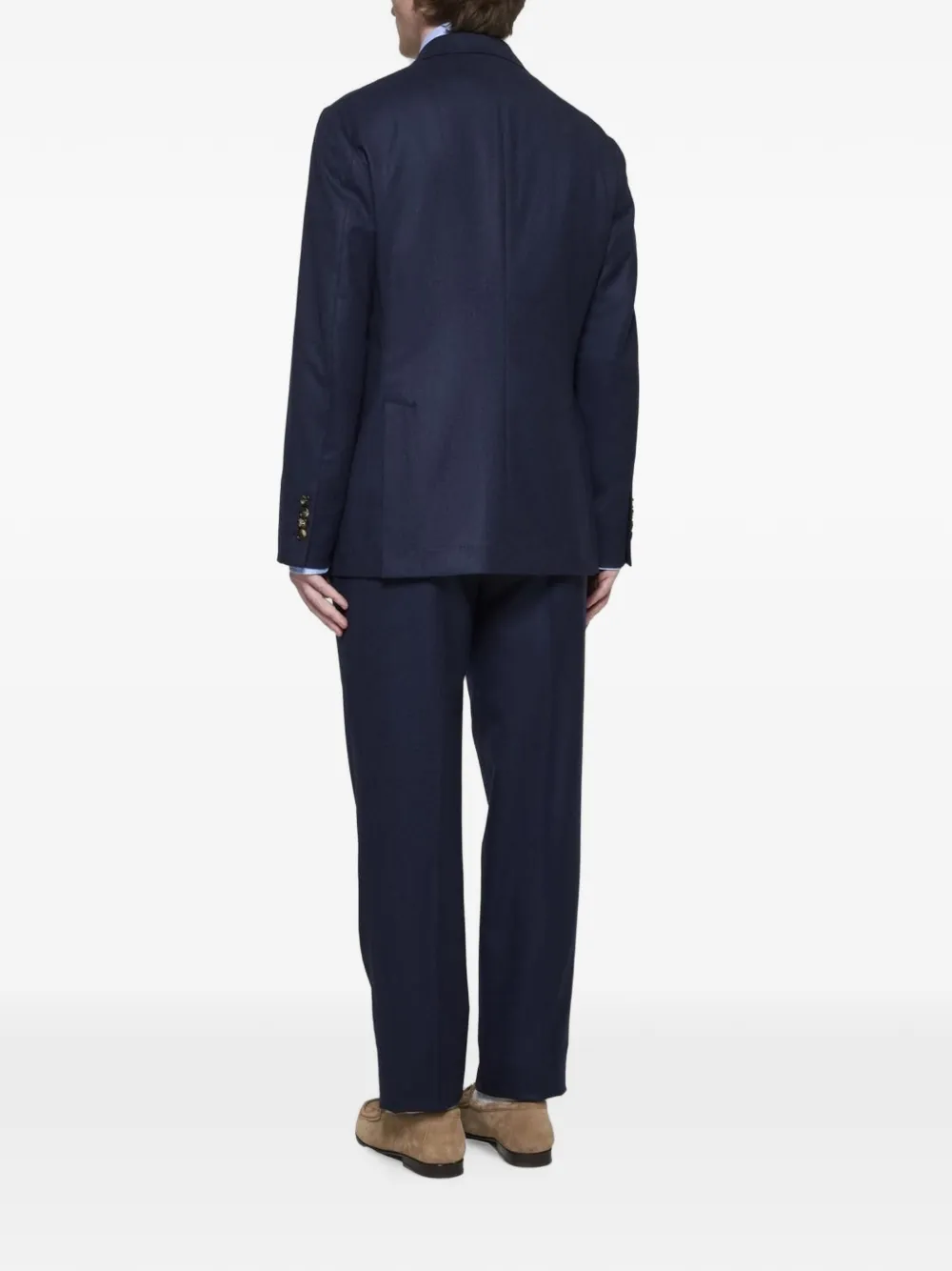 Brunello Cucinelli Wollen pak met enkele rij knopen Blauw