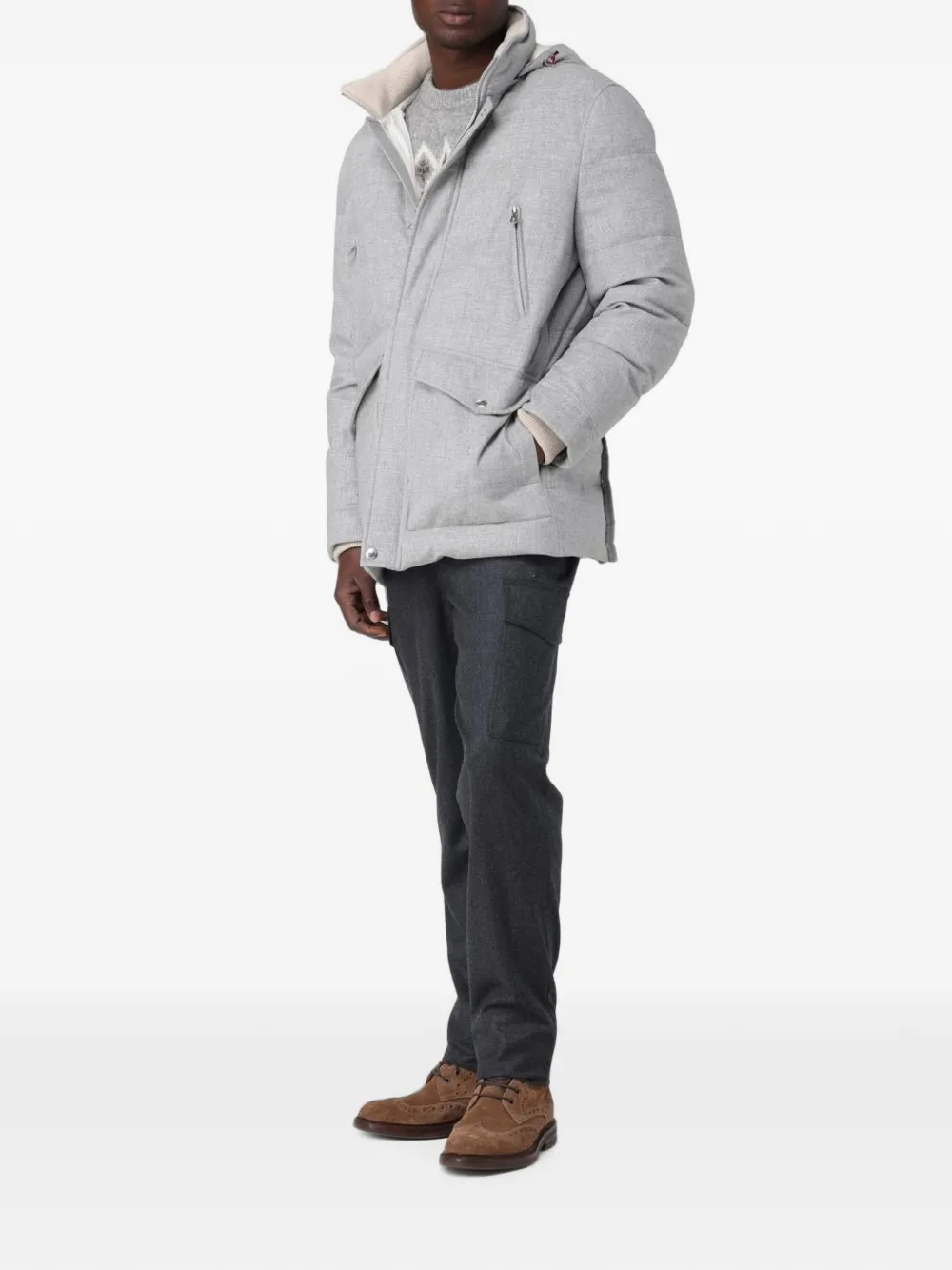 Brunello Cucinelli Cargo broek van scheerwol Grijs