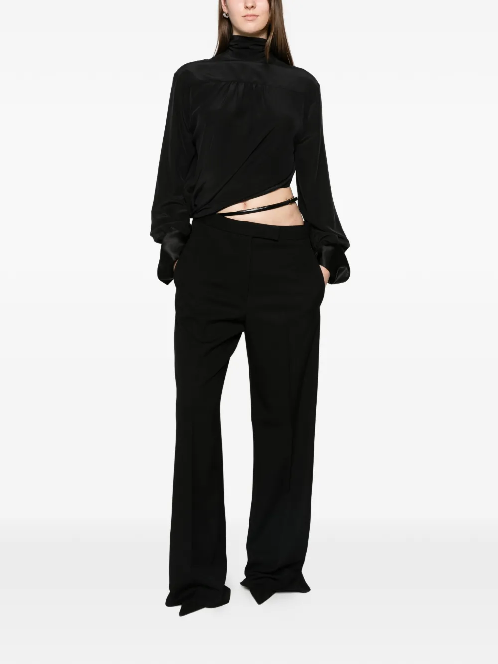 TOM FORD washed silk tuxedo jumpsuit with belt detail Zwart