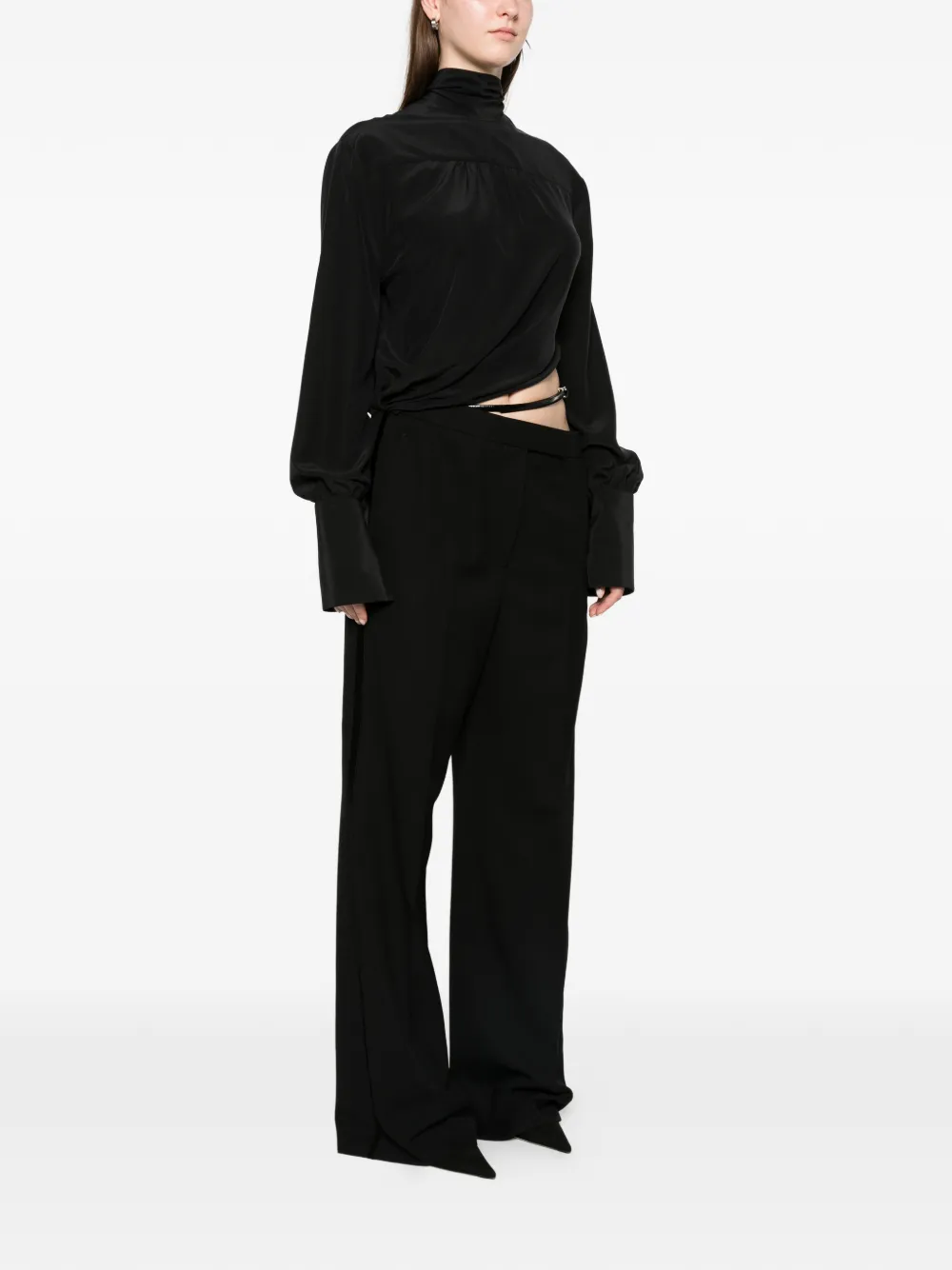 TOM FORD washed silk tuxedo jumpsuit with belt detail Zwart