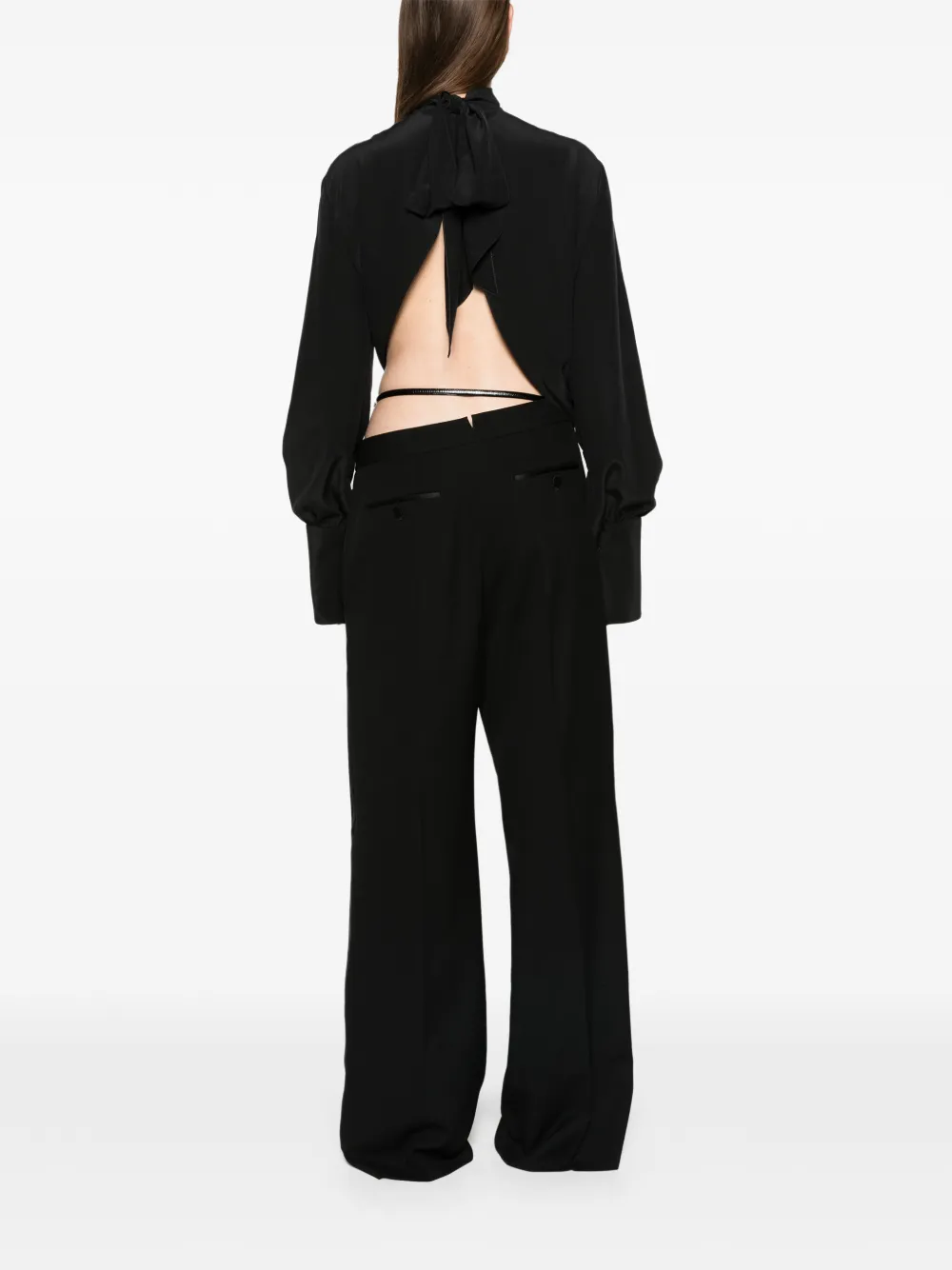 TOM FORD washed silk tuxedo jumpsuit with belt detail Zwart