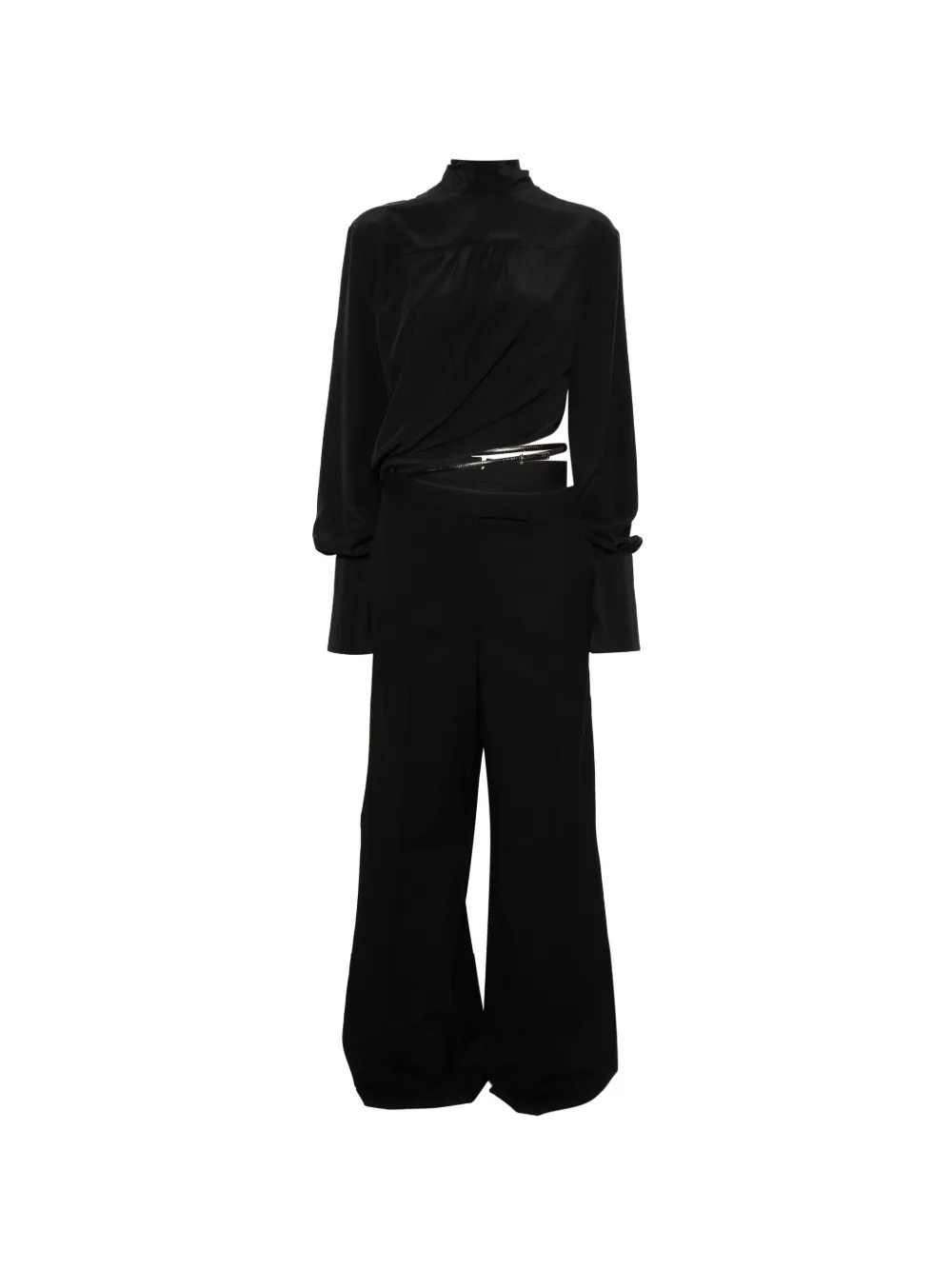 TOM FORD washed silk tuxedo jumpsuit with belt detail - Schwarz