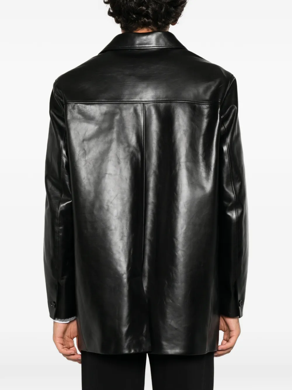 Jil Sander buttoned leather jacket Zwart