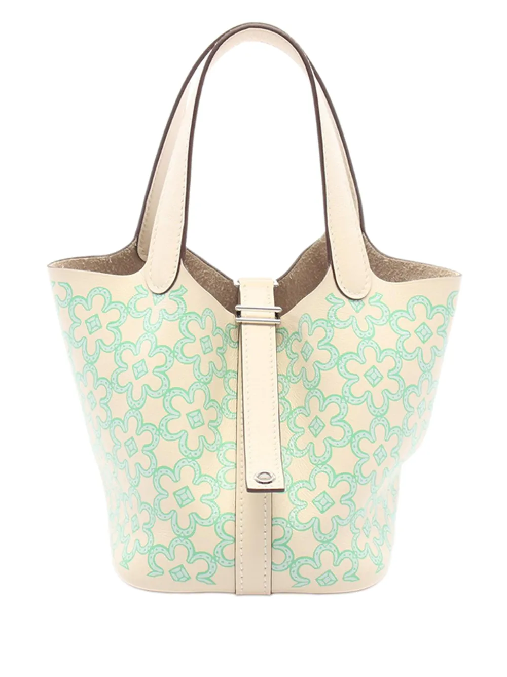 Hermès Pre-Owned 2022 Micro Swift Lucky Daisy Picotin Lock 14 handbag - Bianco