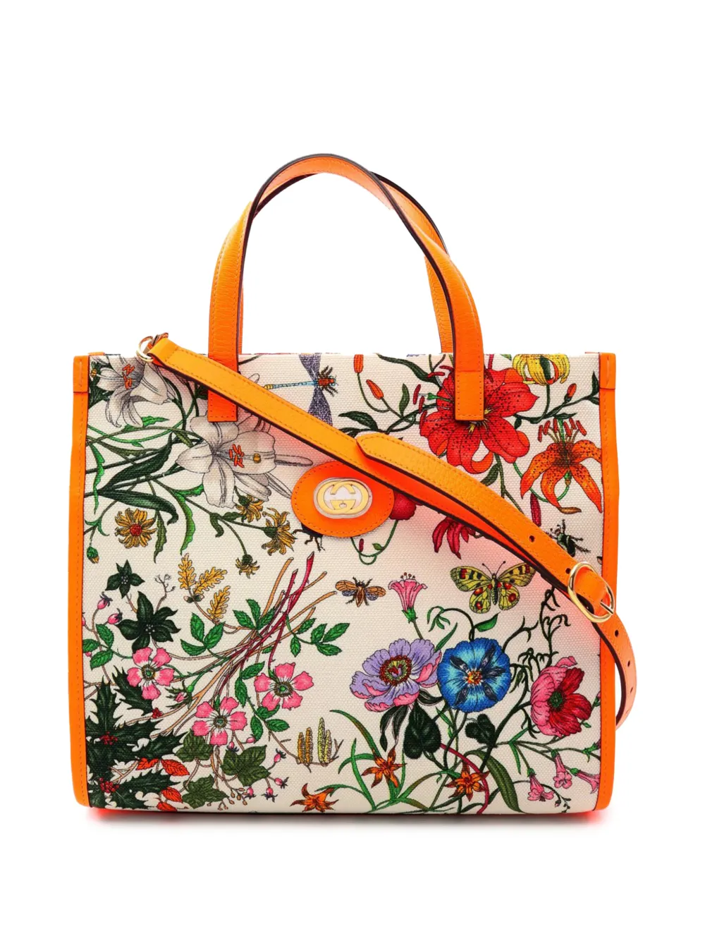 Gucci Pre-Owned 2000-2015 Medium Canvas Flora satchel - White