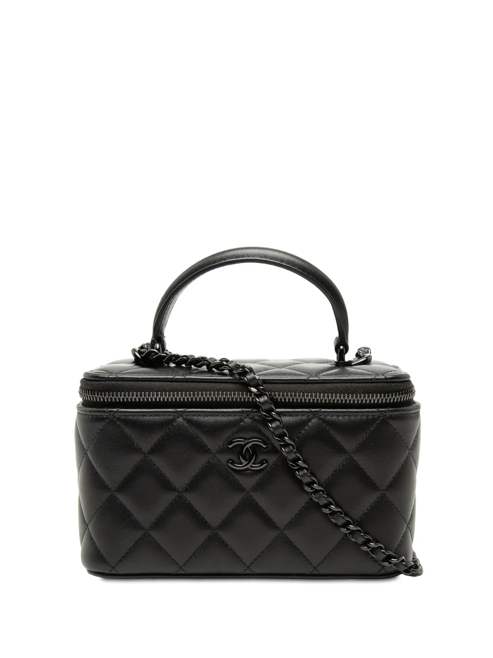 CHANEL Pre-Owned 2021-2026 Small Lambskin So Black Top Handle Vanity Case with Chain satchel