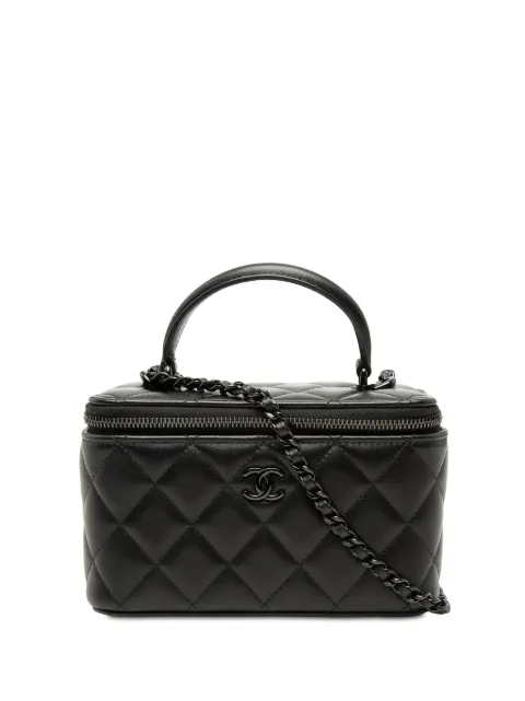 CHANEL Pre-Owned neceser Case With Chain pequeño de piel de borrego acolchada con logo CC 2021-2026
