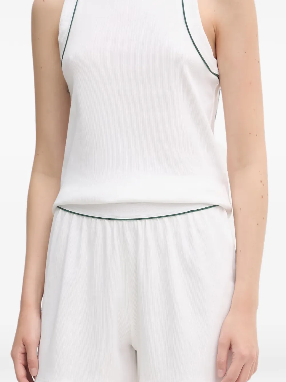Lacoste Ribgebreide pyjama met contrasterende afwerking Wit