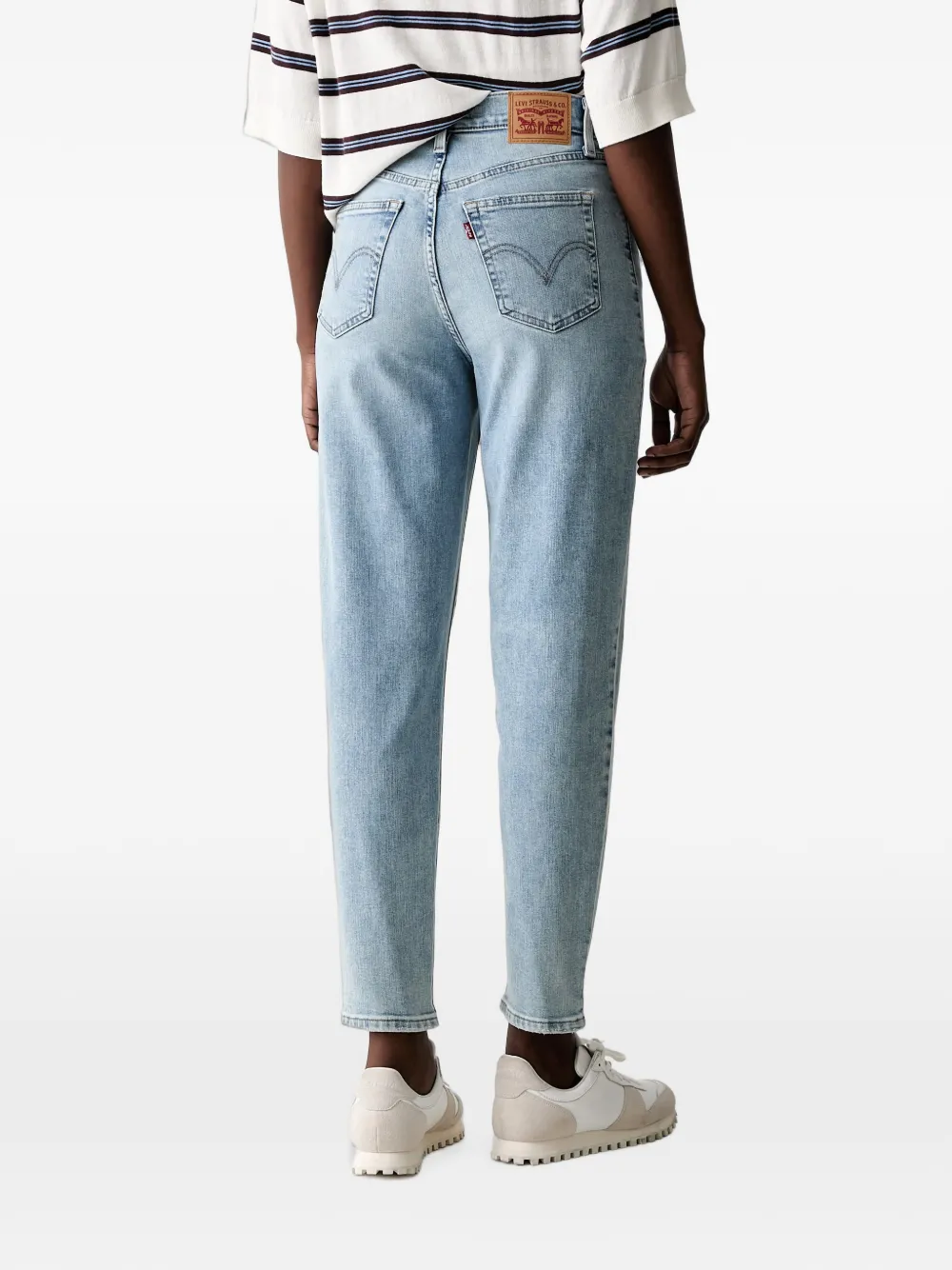 Levi's high-waisted distressed-effect jeans Blauw