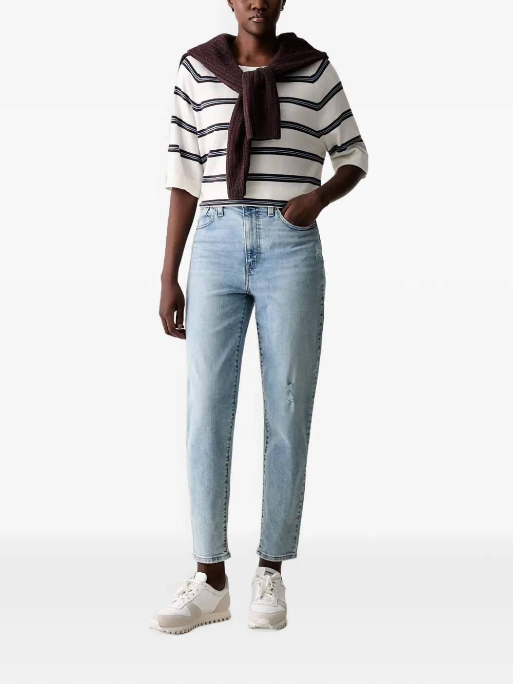 Levi's high-waisted distressed-effect jeans Blauw