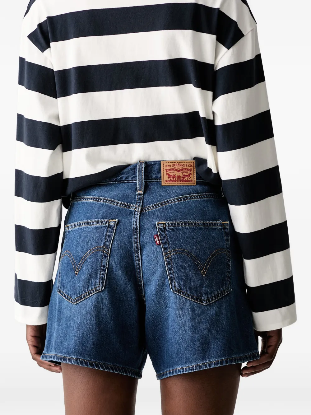 Levi's Cinch logo-patch denim shorts Blauw