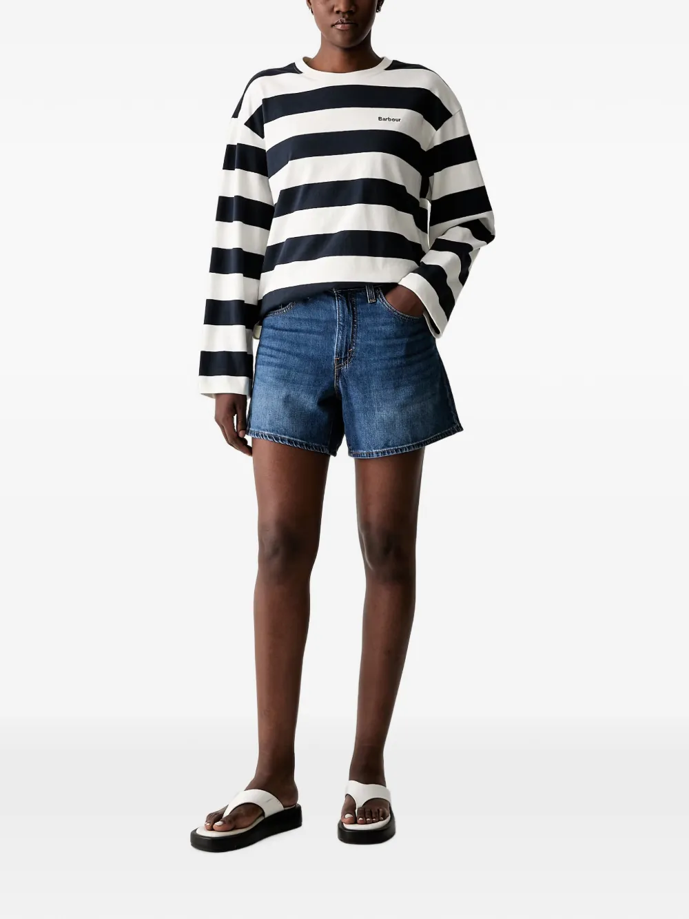 Levi's Cinch logo-patch denim shorts Blauw