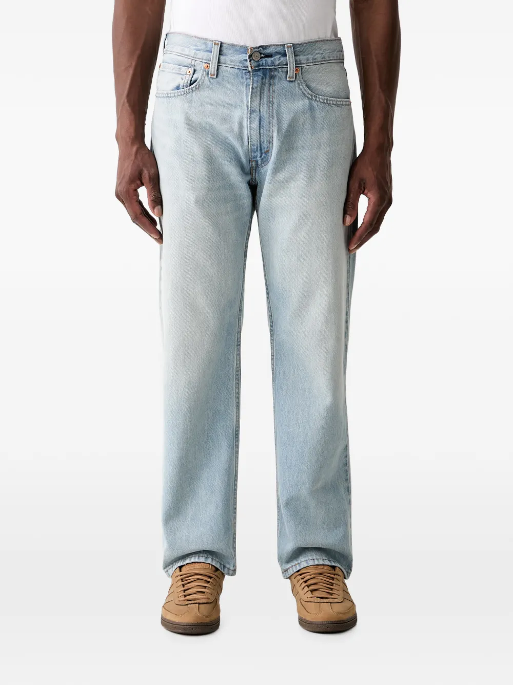 Levi's 555 Logo-patch Jeans In Blue