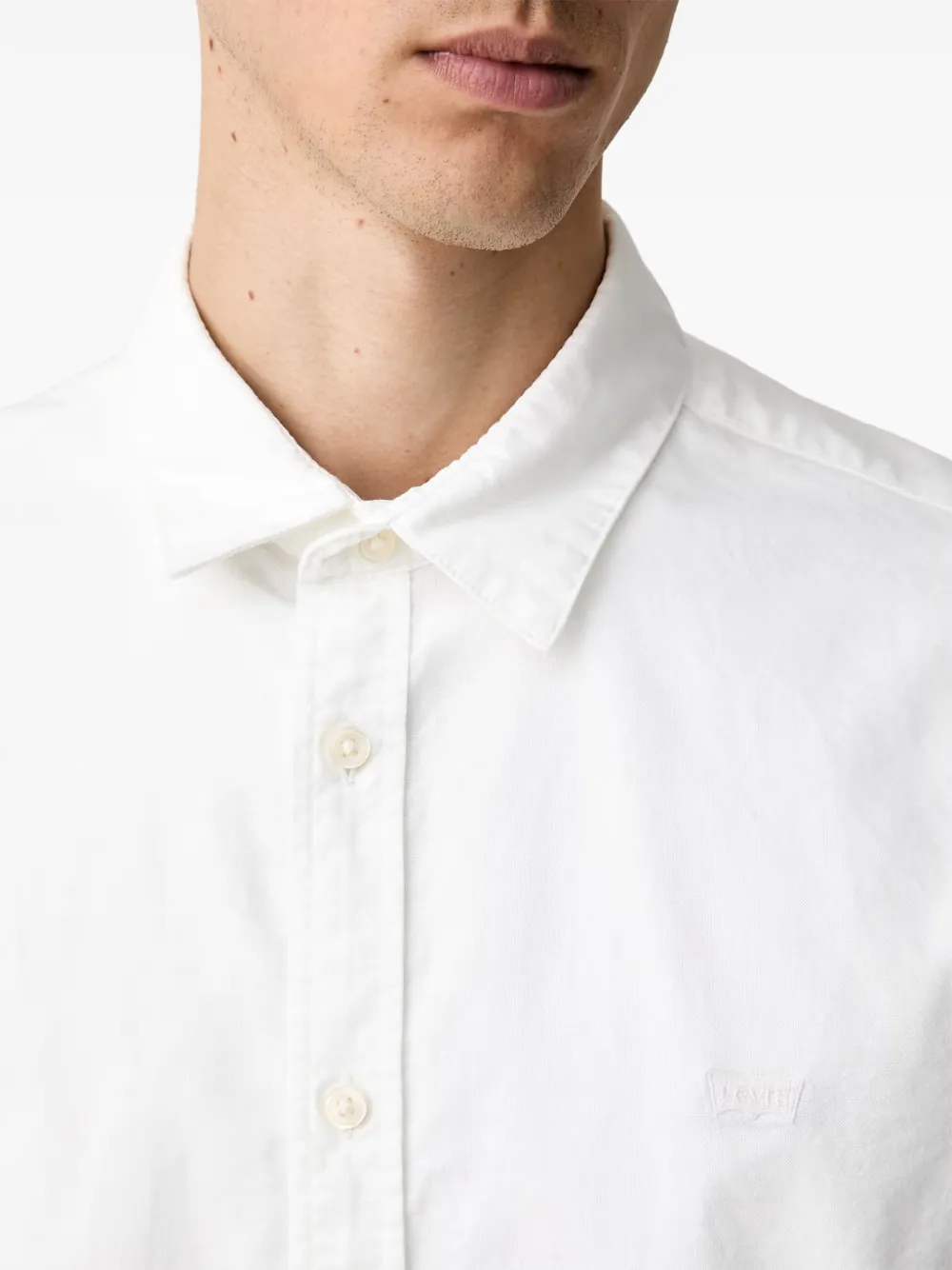 Levi's Battery Housemark logo-embroidered button-down shirt Wit